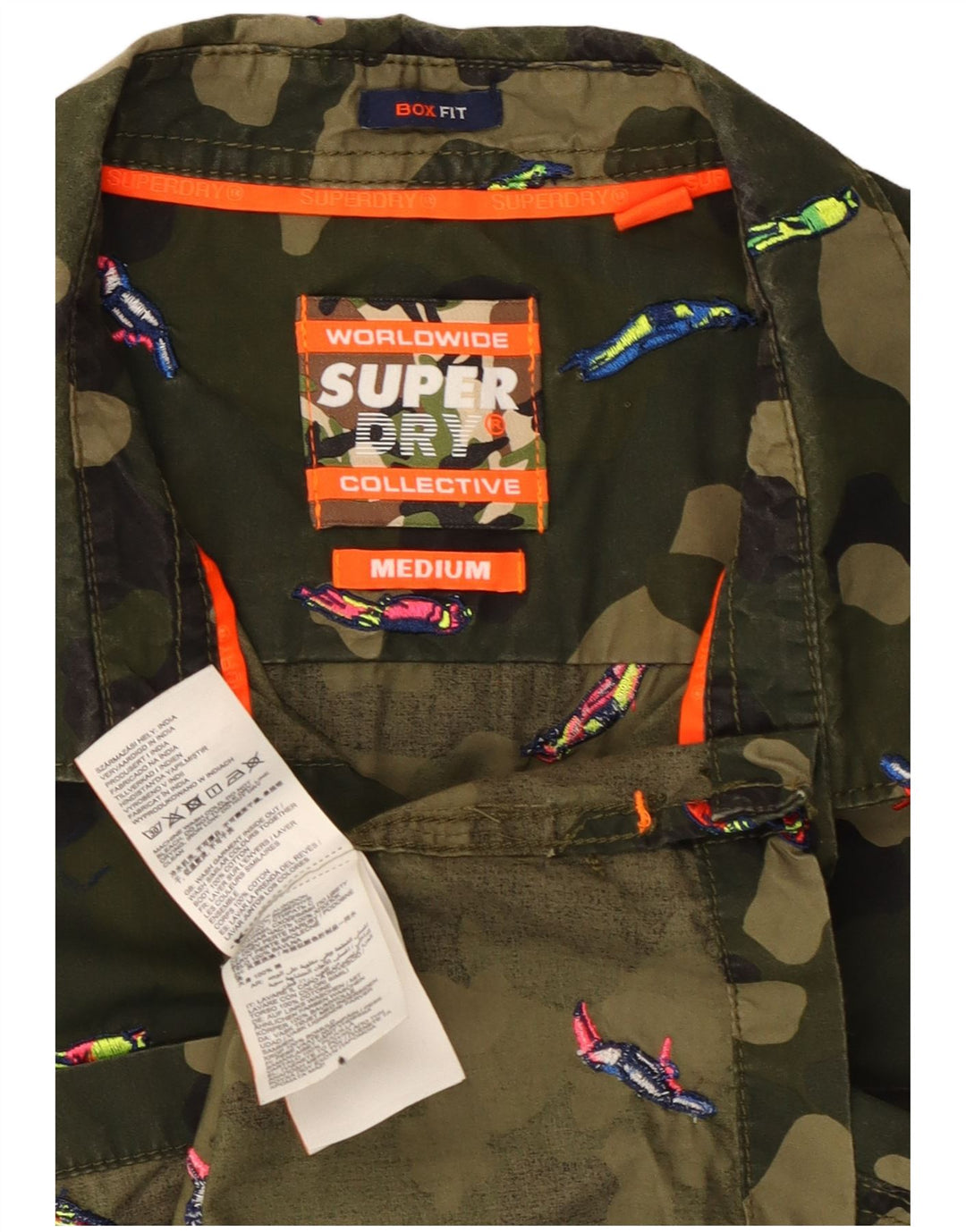 Superdry Chemise à Manches Courtes Box Fit Homme Kaki Moyen Camouflage Coton