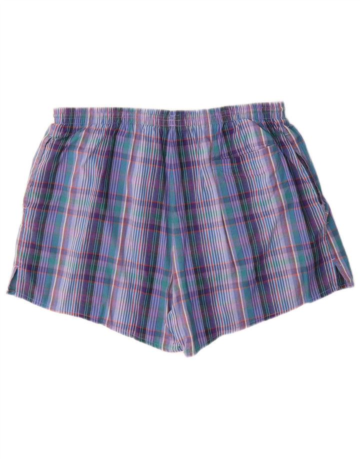 ADIDAS Short de bain pour homme en coton à carreaux bleus