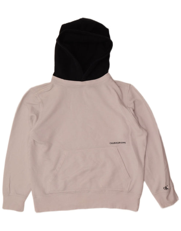 Calvin Klein Jeans Pull à capuche pour homme XL en coton color block blanc