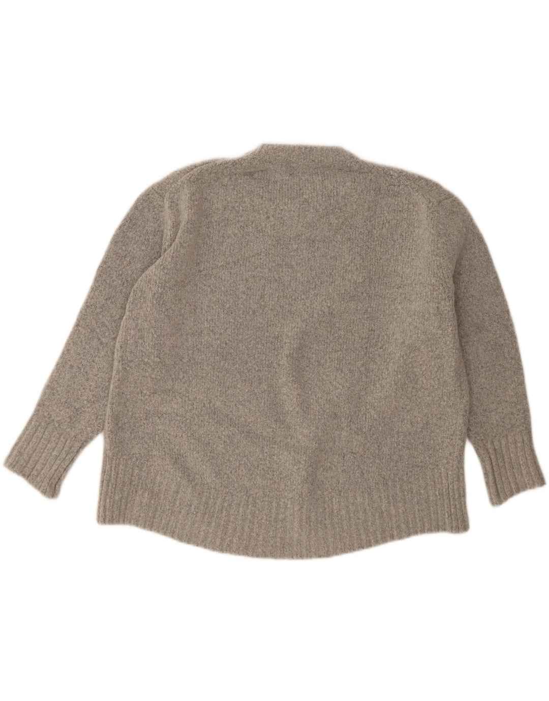 Zara Pull surdimensionné à col rond pour femme UK 10 Petit Gris