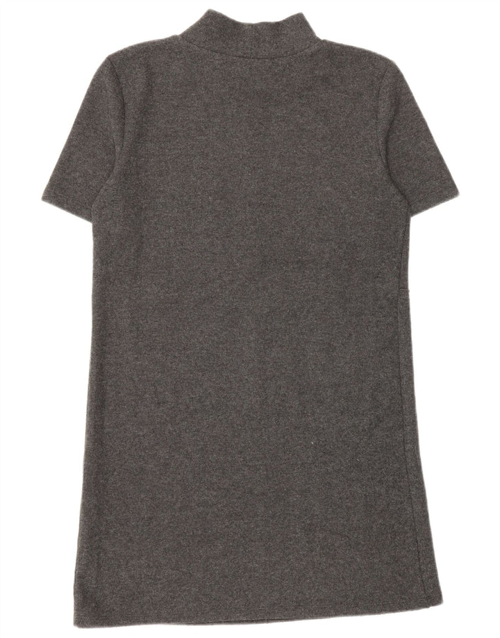 Zara Robe pull à manches courtes pour femme UK 10 Petit Gris Polyester
