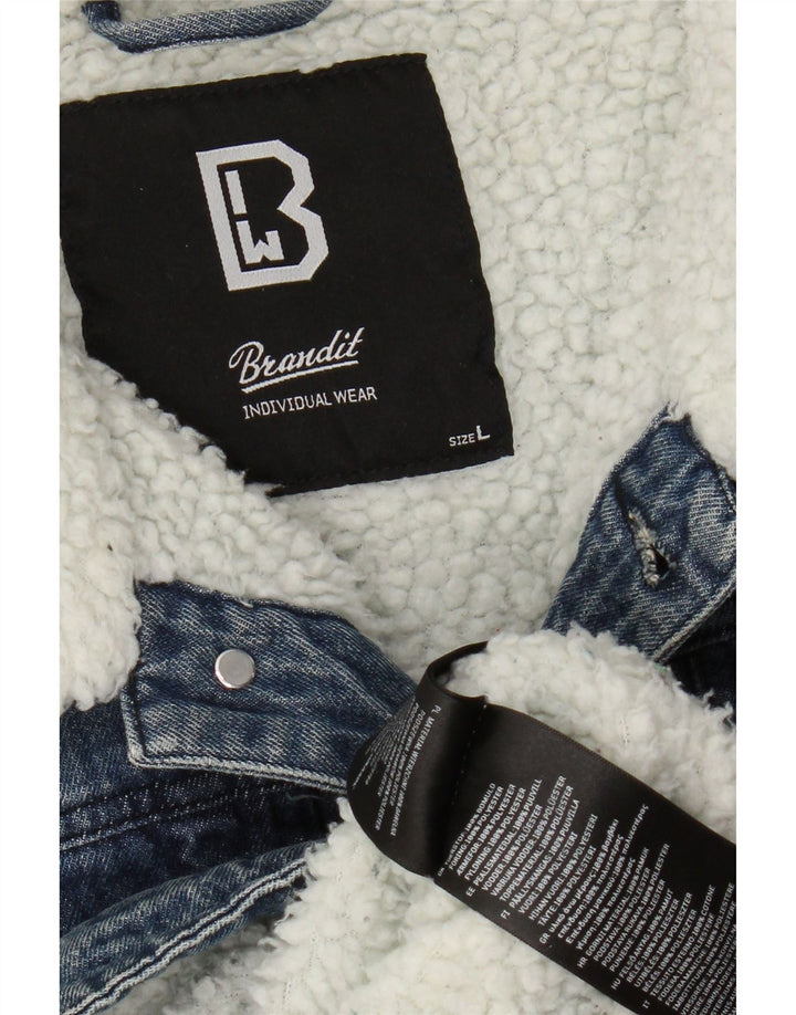 BRANDIT Veste en jean Sherpa pour homme UK 40 Large Bleu Coton