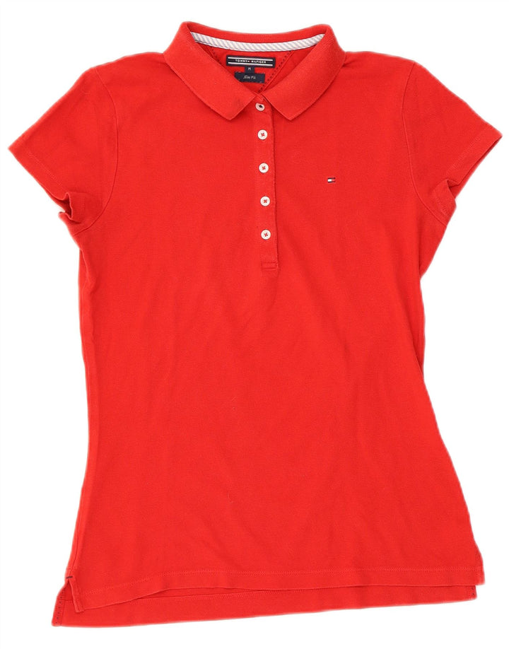 TOMMY HILFIGER Polo Slim Fit pour Femme UK 12 Rouge Moyen