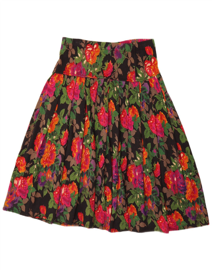 jupe plissée femme vintage W34 Grand motif floral multicolore