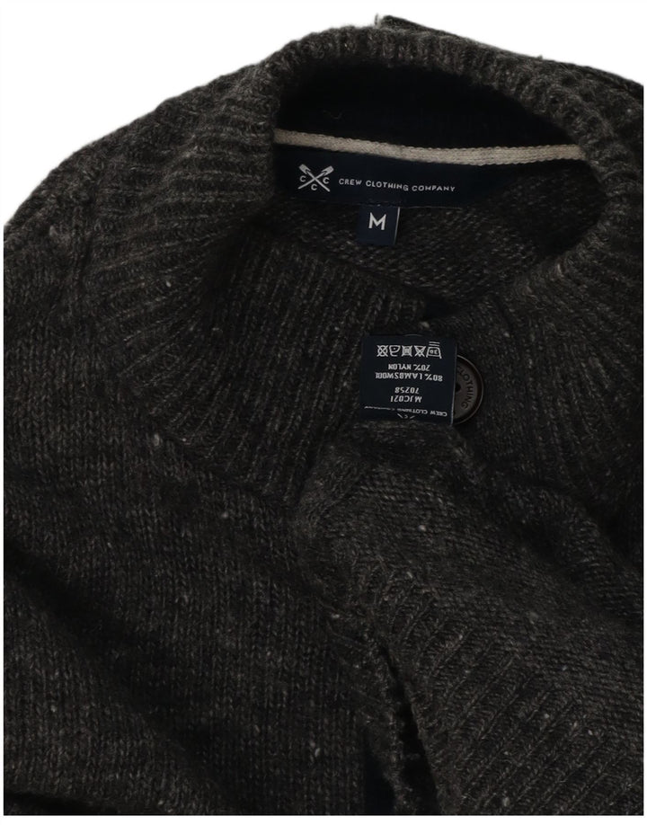 Crew Clothing Pull à col boutonné pour homme en laine d'agneau mouchetée gris moyen