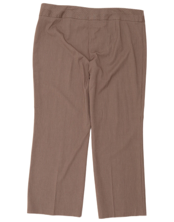 Marks & Spencer Pantalon décontracté pour femme UK 20 2XL W42 L30 Marron à fines rayures