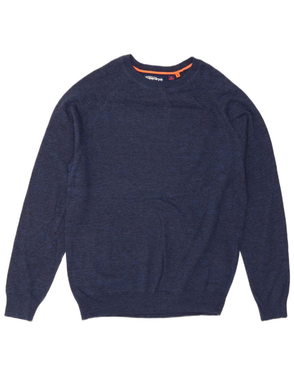 Superdry Pull ras du cou pour homme en coton bleu moyen