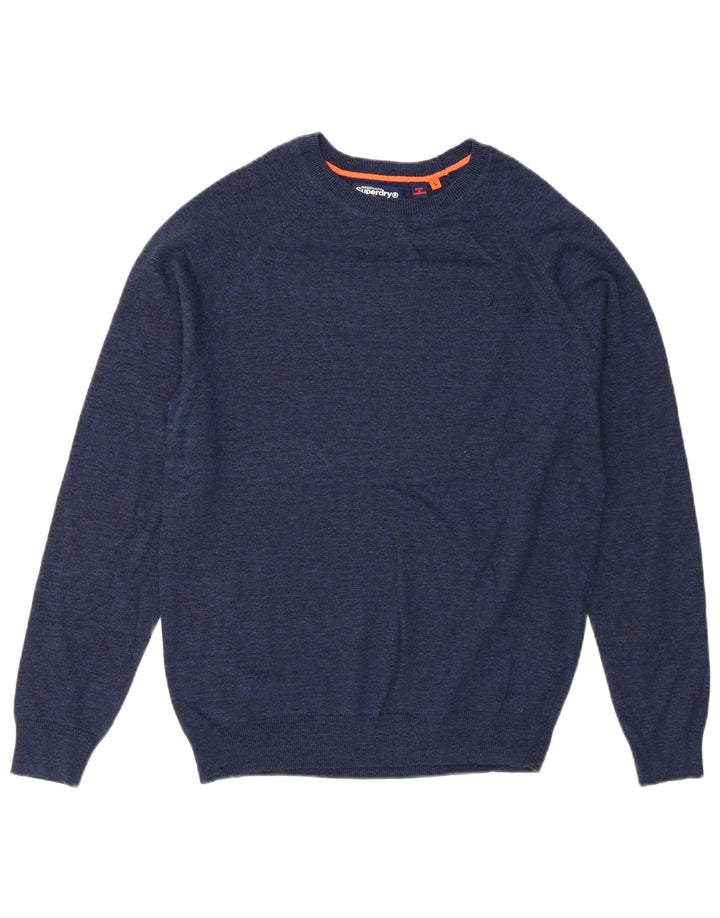 Superdry Pull ras du cou pour homme en coton bleu moyen