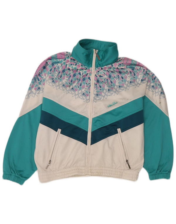 Ellesse Mens Graphic Survêtement Top Jacket XS Vert Géométrique Rétro