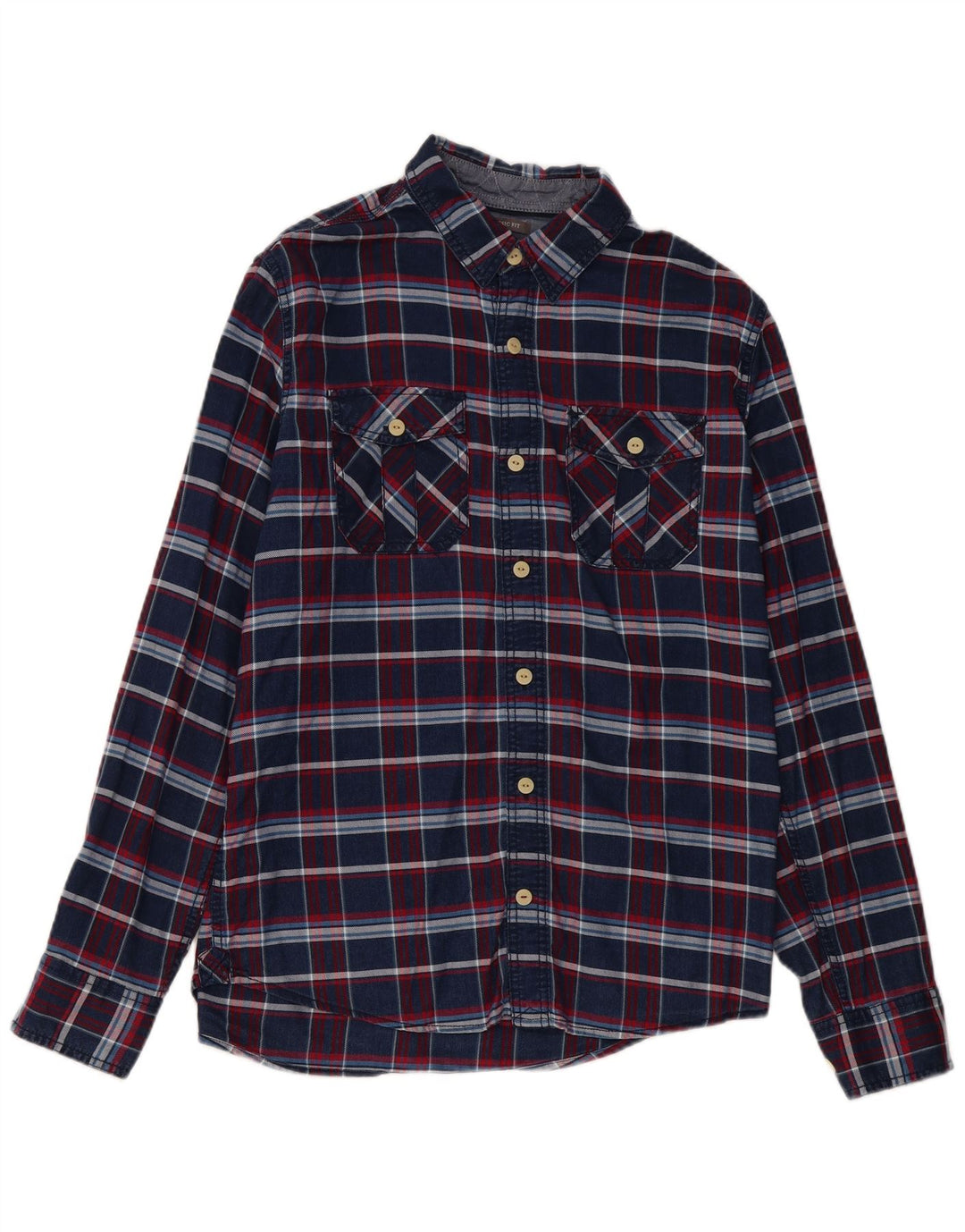 Fat Face Chemise Classique en Flanelle Homme Bleu Marine à Carreaux en Coton