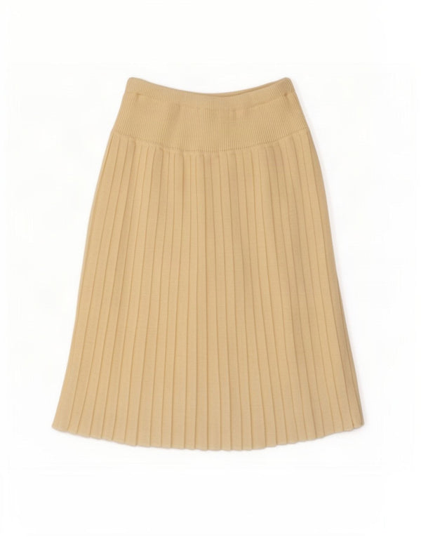 jupe plissée en tricot vintage femme IT 44 Medium W26 Off White Polyacrylic