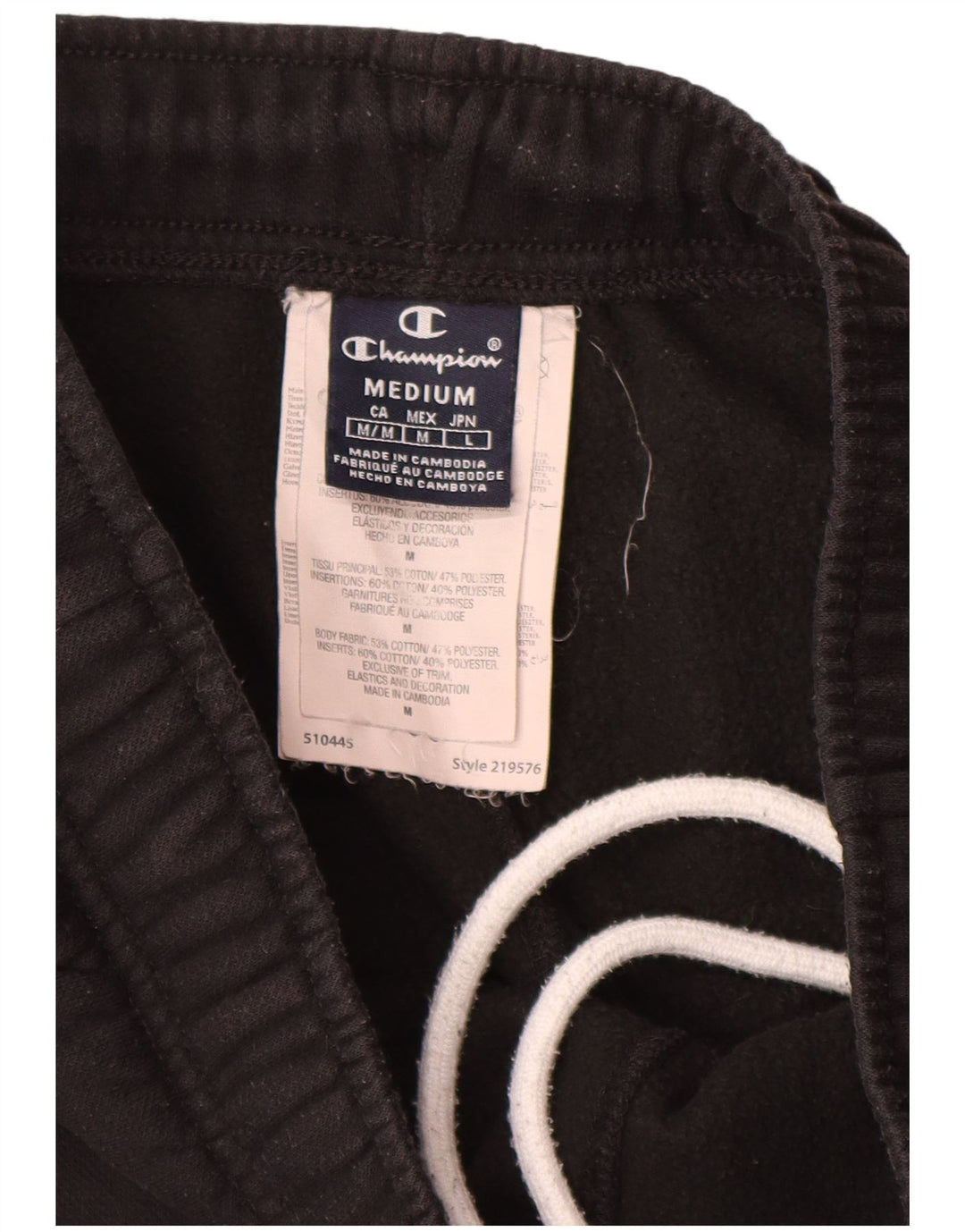 Champion Short de Sport Homme Coton Noir Moyen