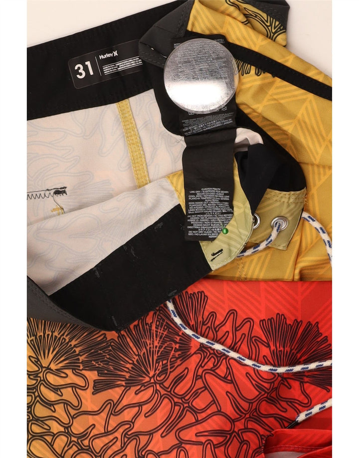 HURLEY Short de bain homme en polyester floral jaune moyen