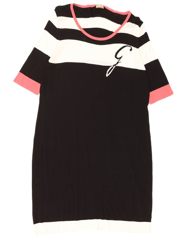 Gattinoni Womens Graphic 1/2 Sleeve Sheath Dress UK 20 2XL Black Striped