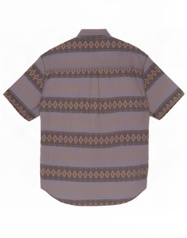 C & A Chemise à manches courtes pour homme Taille 43/44 XL Bleu Géométrique Coton