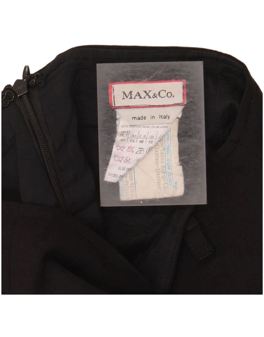 MAX & CO. Mini jupe taille haute pour femme UK 18 XL W30 Laine vierge noire