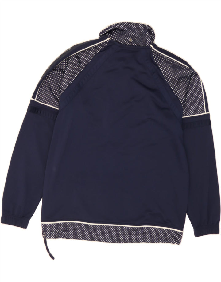 ASICS Mens Graphic Tracksuit Top Jacket XS Navy Blue Polyester Vintage Asics and Second-Hand Asics from Messina Hembry 