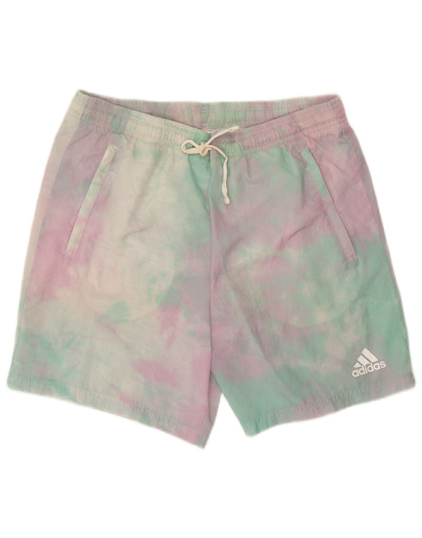 Adidas Short de sport pour homme en polyester Tie Dye multicolore moyen
