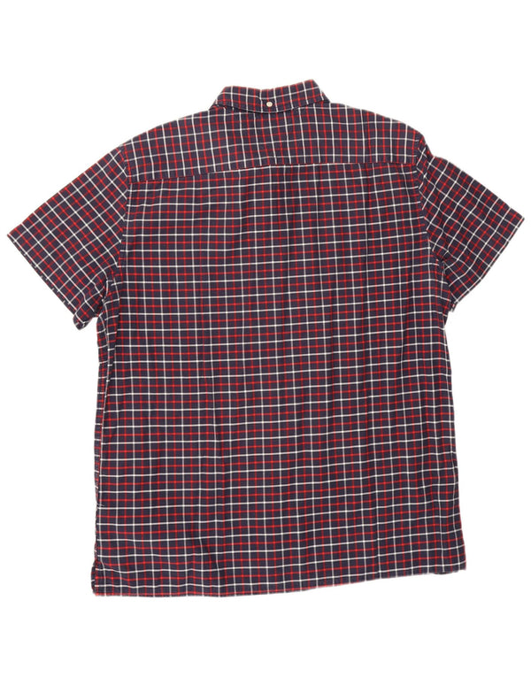 Tommy Hilfiger Chemise slim à manches courtes pour hommes, grand carreaux bleu marine