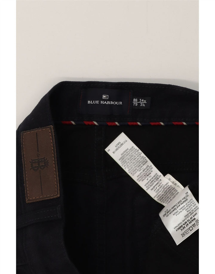 BLUE HARBOUR Pantalon décontracté droit pour homme W34 L29 Bleu marine en coton