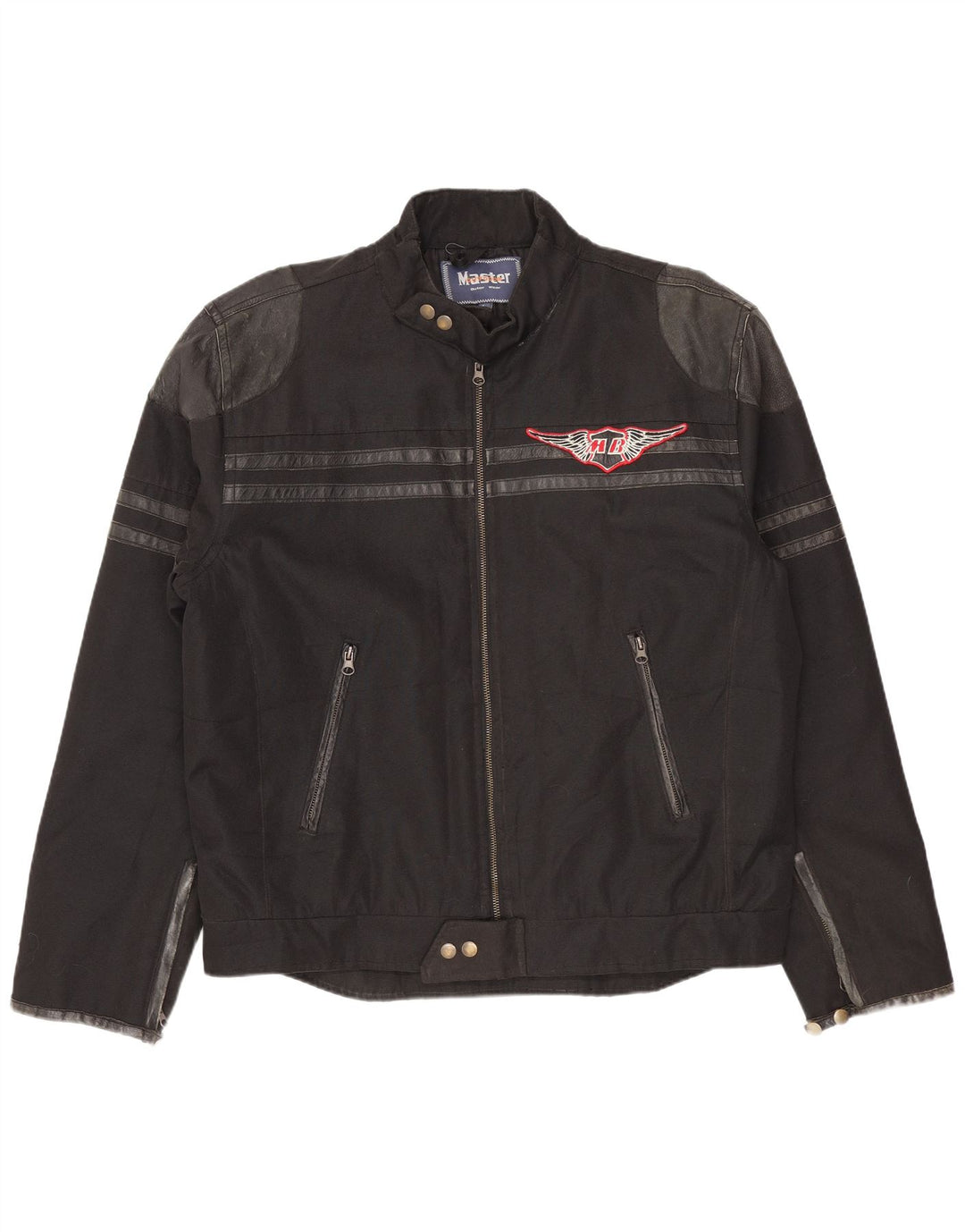 Master Veste de motard graphique pour homme UK 40 Large Noir Nylon