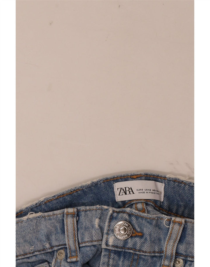 Zara Short en jean vieilli pour femme Petit W26 Bleu