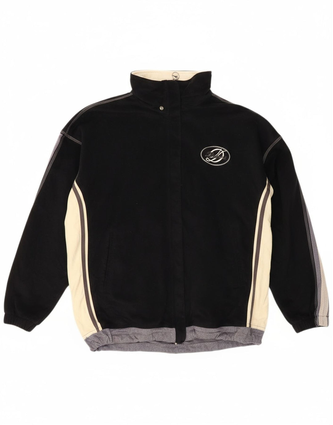 DIADORA Womens Tracksuit Top Jacket UK 14 Medium Black Colourblock