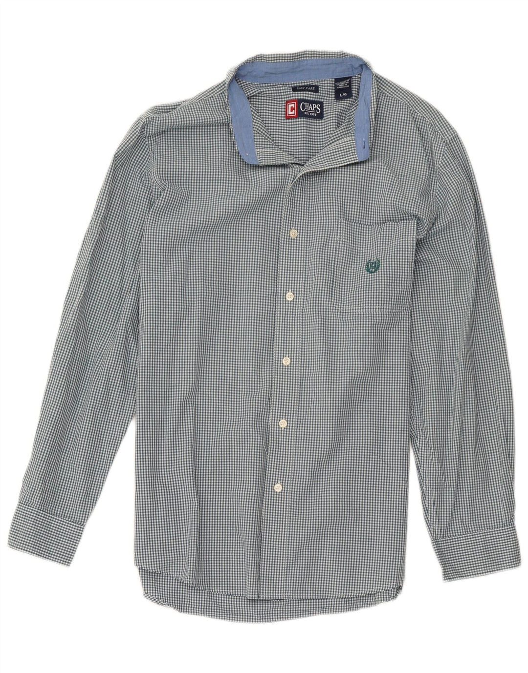 Chaps Chemise Homme Grand Vichy Vert Coton