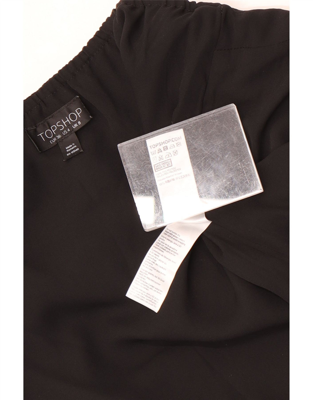 Topshop Haut court dos nu pour femme UK 8 Petit Noir Polyester