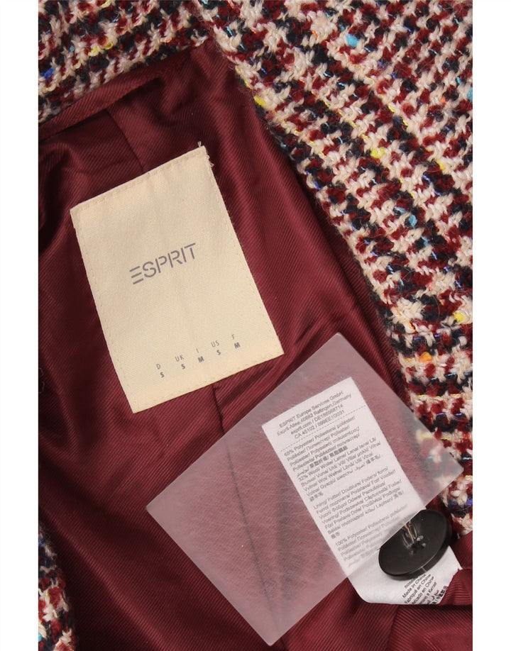 Esprit Manteau Double Boutonnage Femme UK 10 Petit Bordeaux Polyester