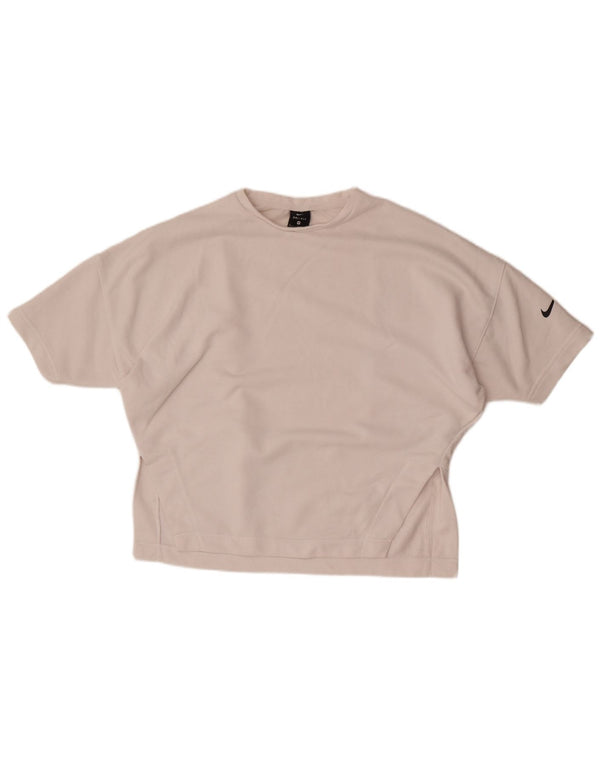 Nike T-shirt surdimensionné Dri Fit pour femme UK 14 en coton blanc moyen