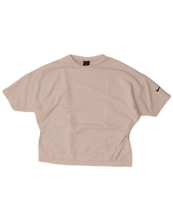 Nike T-shirt surdimensionné Dri Fit pour femme UK 14 en coton blanc moyen