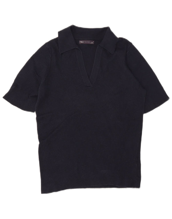 Marks & Spencer Polo Femme UK 12 Coton Bleu Marine Moyen