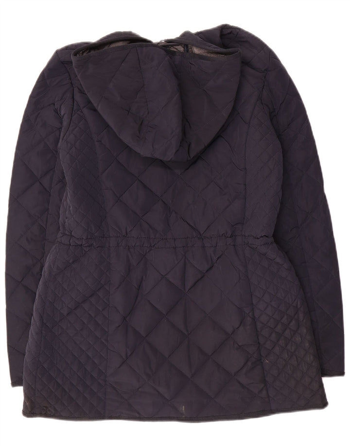 Massimo Dutti Veste matelassée à capuche pour femme UK 12 Bleu marine moyen Polyester