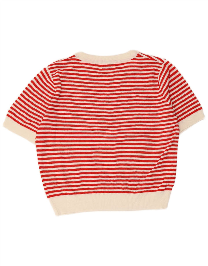 PEPALOVES Pull à col rond pour femme UK 14 Rayé rouge moyen