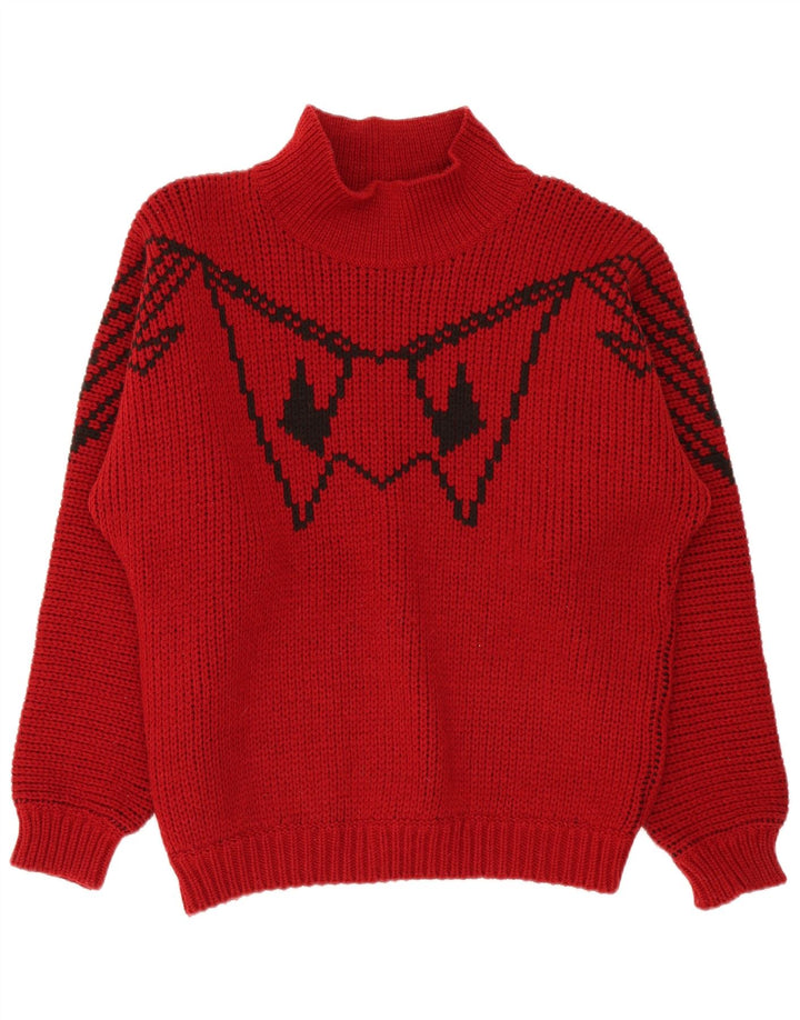 Lindbergh Pull col roulé pour homme en laine géométrique rouge