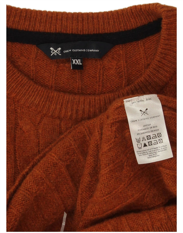 Crew Clothing Pull à col rond pour homme 2XL en laine d'agneau marron
