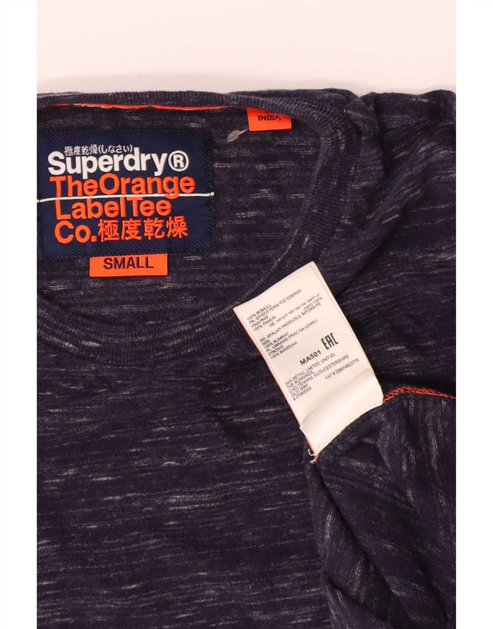 Superdry Haut à manches longues en coton moucheté bleu marine Small