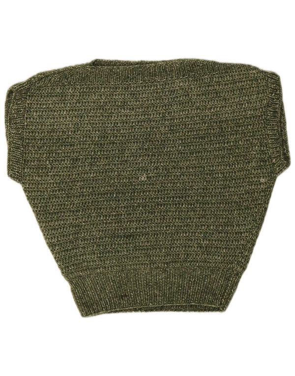 vintage Femmes Manches Courtes Bateau Cou Jumper Pull UK 16 Grand Vert