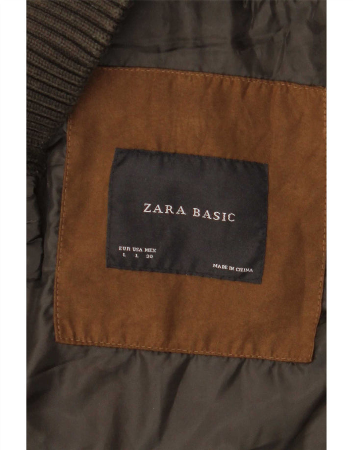 Zara Gilet matelassé pour femme UK 14 Large Gris Polyester