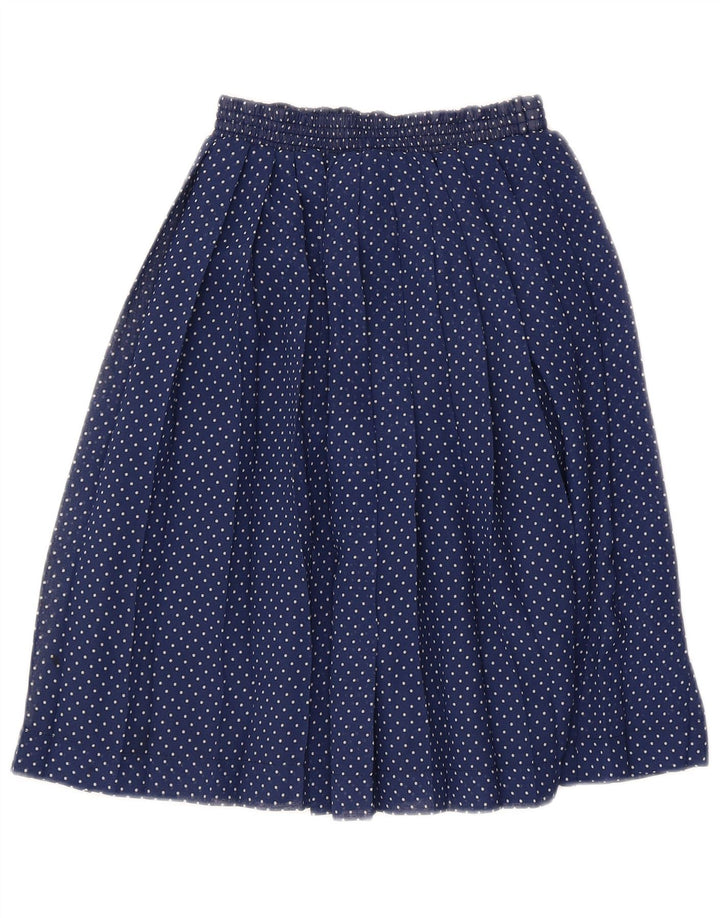jupe plissée femme vintage W26 Petit polyester bleu marine à pois