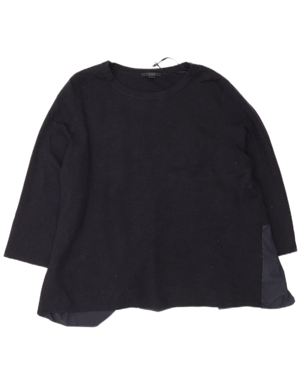 Cos Pull à manches 3/4 et col bateau pour femme UK 16 Large Bleu marine en laine