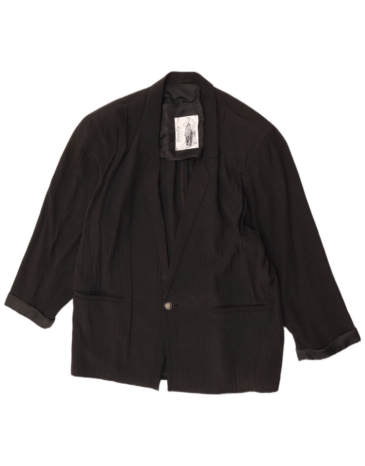 vintage Homme 1 Bouton Blazer Veste UK 40 Grand Noir