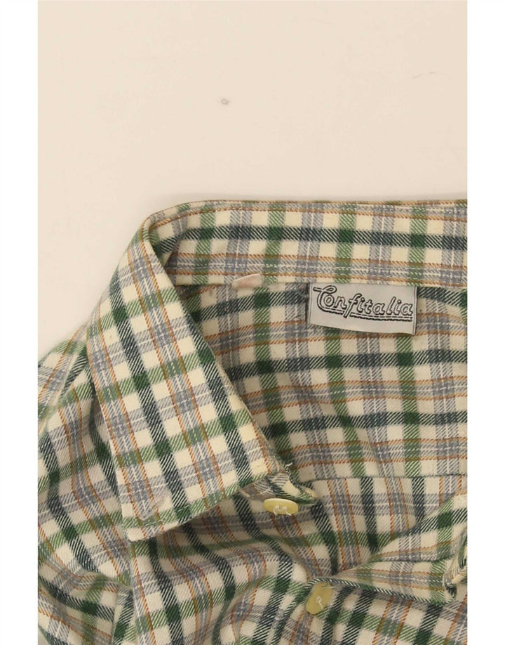 chemise en flanelle vintage pour hommes petit polyester à carreaux verts