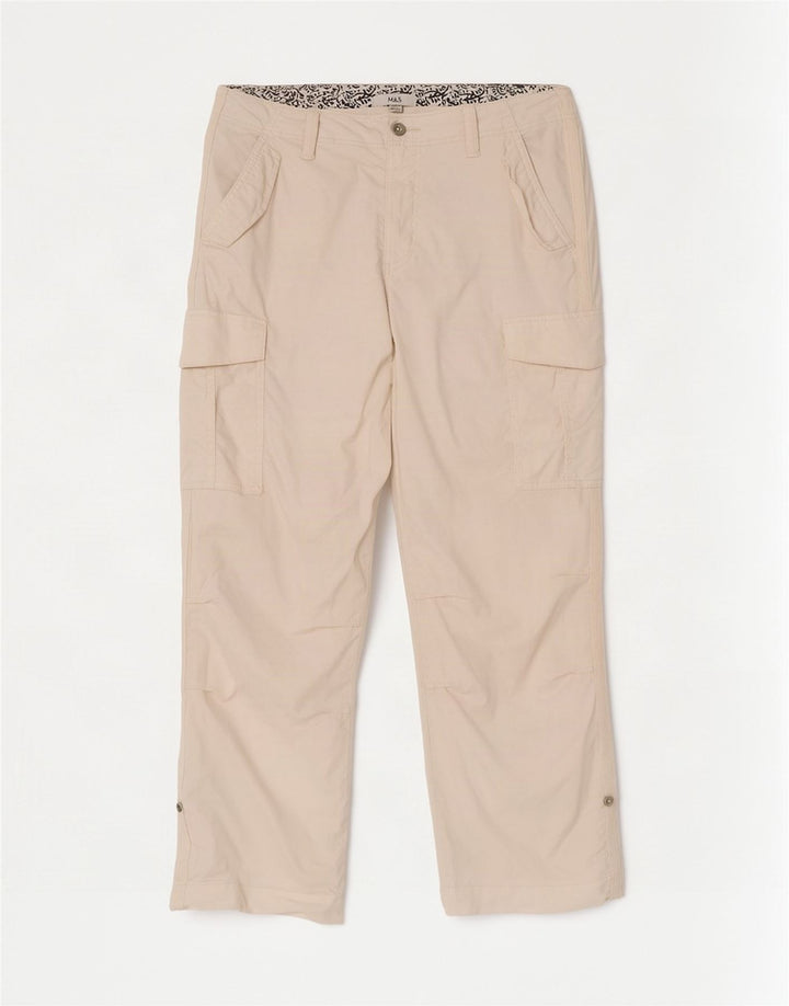 Marks & Spencer Pantalon cargo pour femme UK 14 Large W34 L29 Blanc cassé