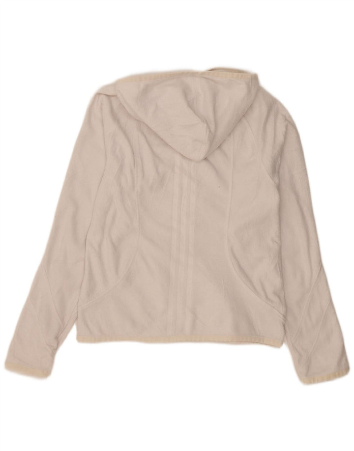 Adidas Veste polaire à capuche pour femme UK 12 Polyester blanc moyen