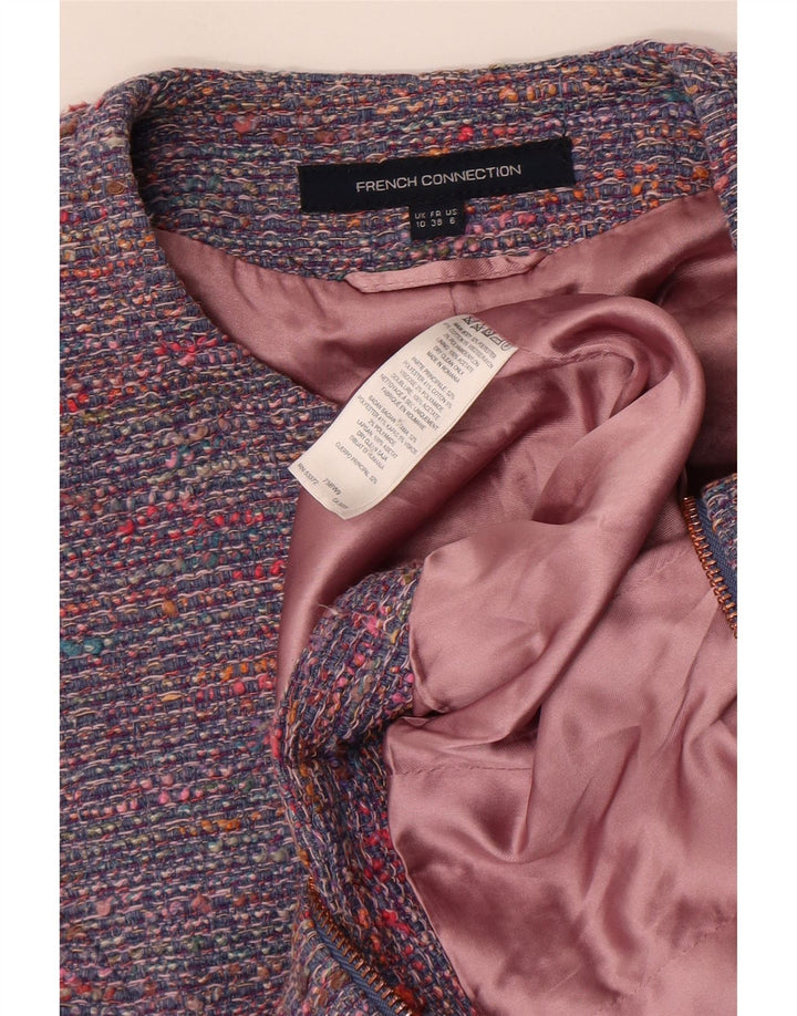 French Connection Veste blazer courte pour femme UK 10 Petit bleu moucheté