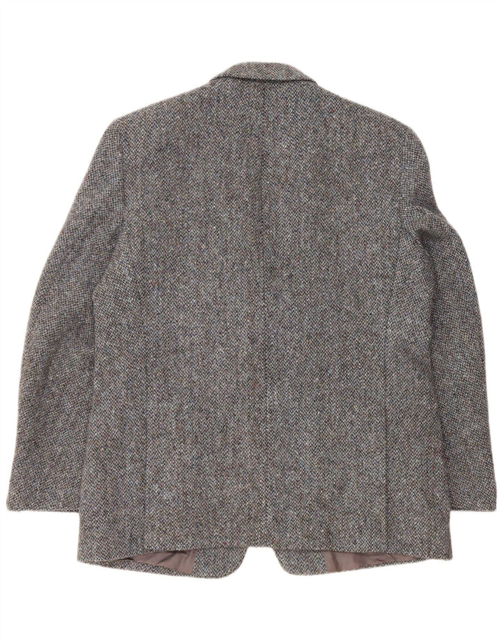 Harris Tweed Veste Blazer 2 Boutons pour Homme UK 44 2XL Laine Mouchetée Bleue