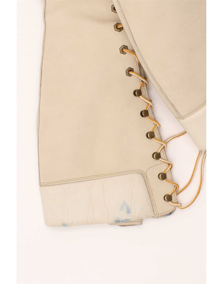 Timberland Bottes hautes en cuir pour femme Taille UK 6 Cuir beige