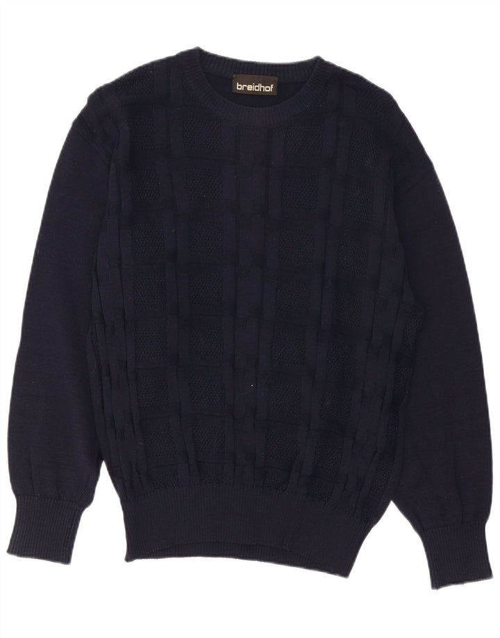 Breidhof Pull ras du cou pour homme IT 50 Bleu marine moyen Laine vierge